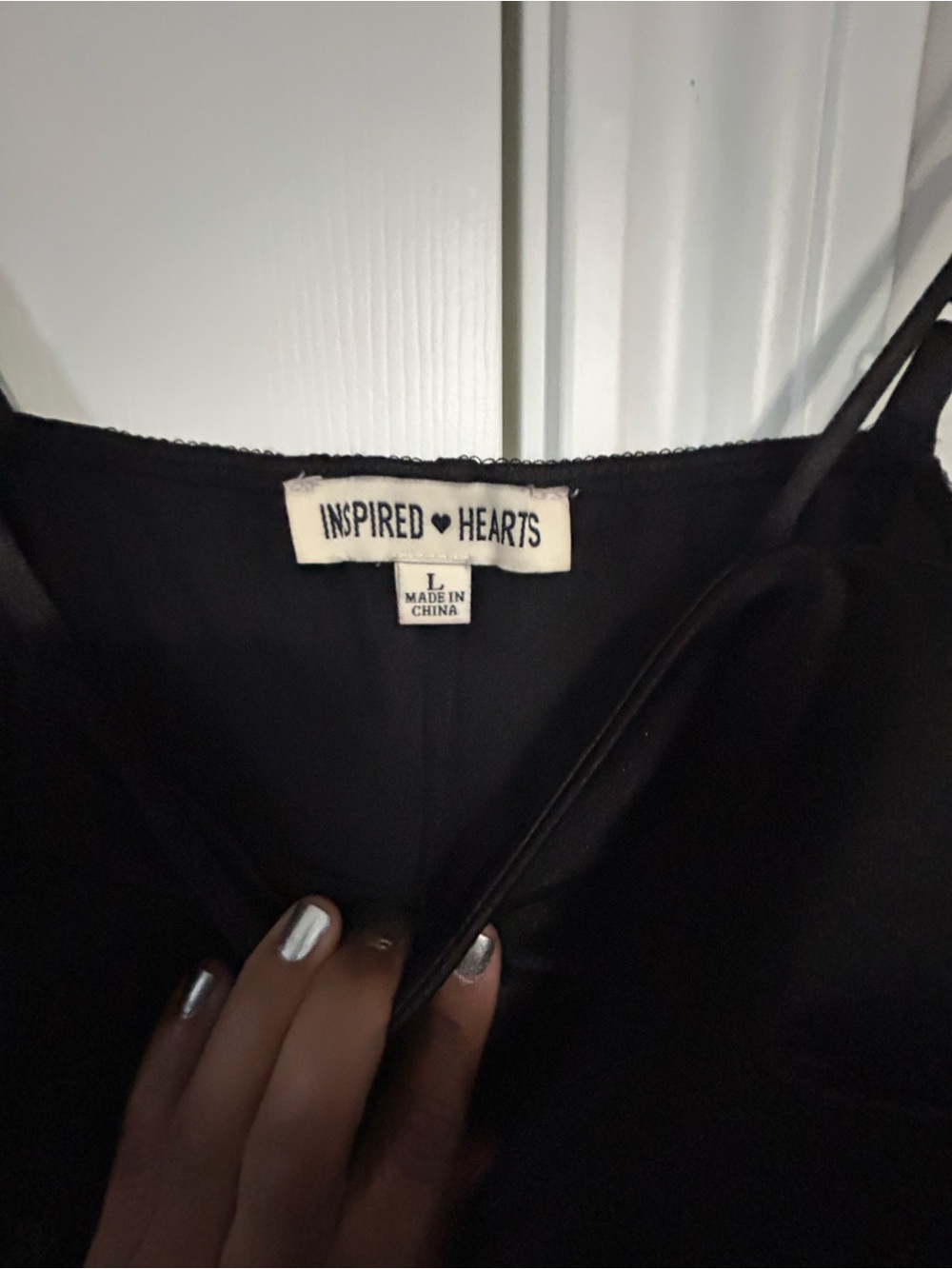 Inspired Hearts Black Slip Dress with Spaghetti Straps